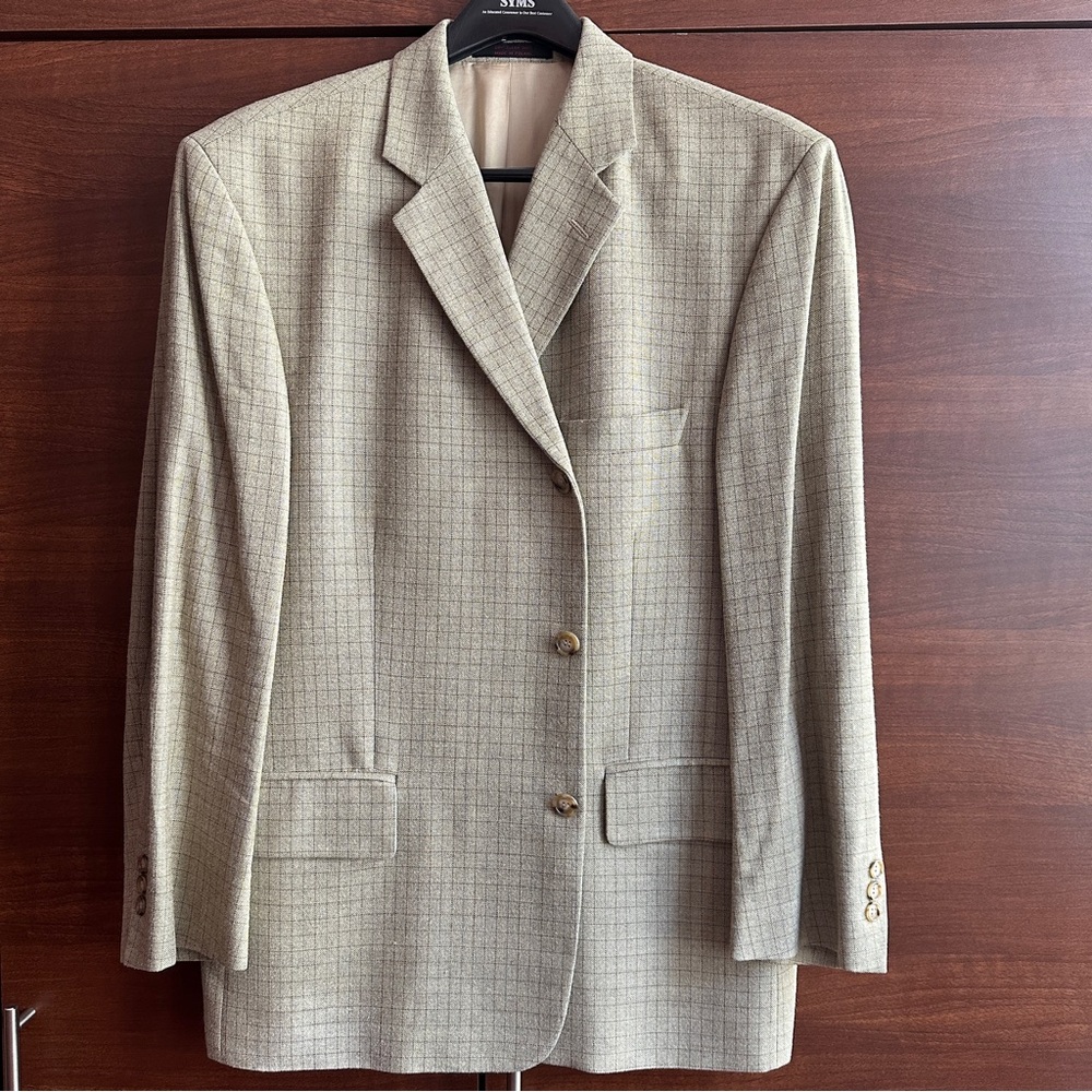 JOHN WEITZ SIGNATURE COLLECTION MENS LIGHT BEIGE BLAZER JACKET